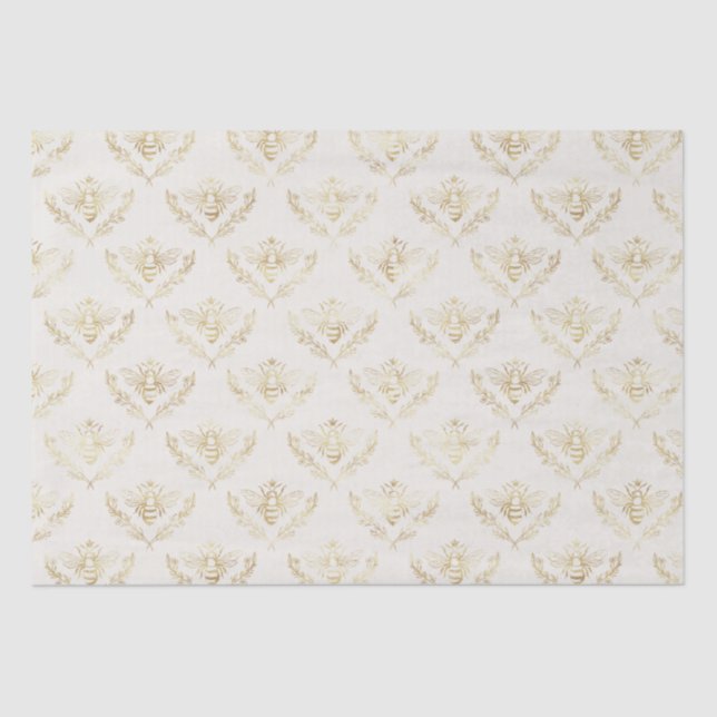 Papier Mousseline Golden Bumble Bee avec un Motif de la Couronne (Recto)