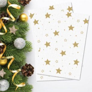 Papier Mousseline Golden Christmas Stars Wrapper Papier Tissu