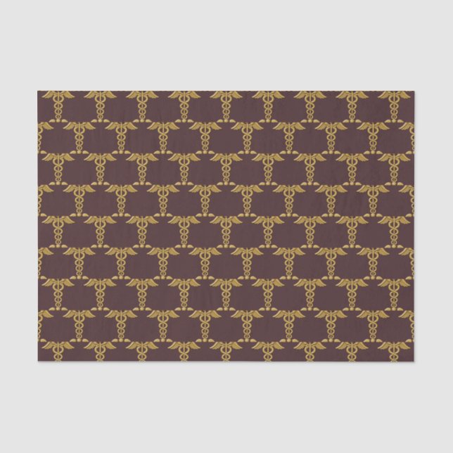 Papier Mousseline Golden Double Snake Caduceus (Recto)