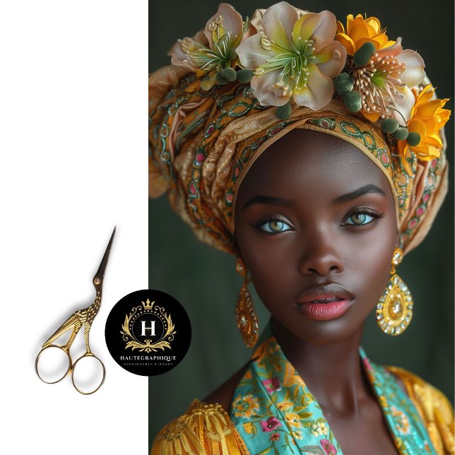 Papier Mousseline Golden Floral déesse Portrait Découpage (Créateur téléchargé)