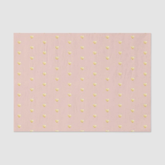 Papier Mousseline Golden Hearts Motif sur Blush Pink (Recto)
