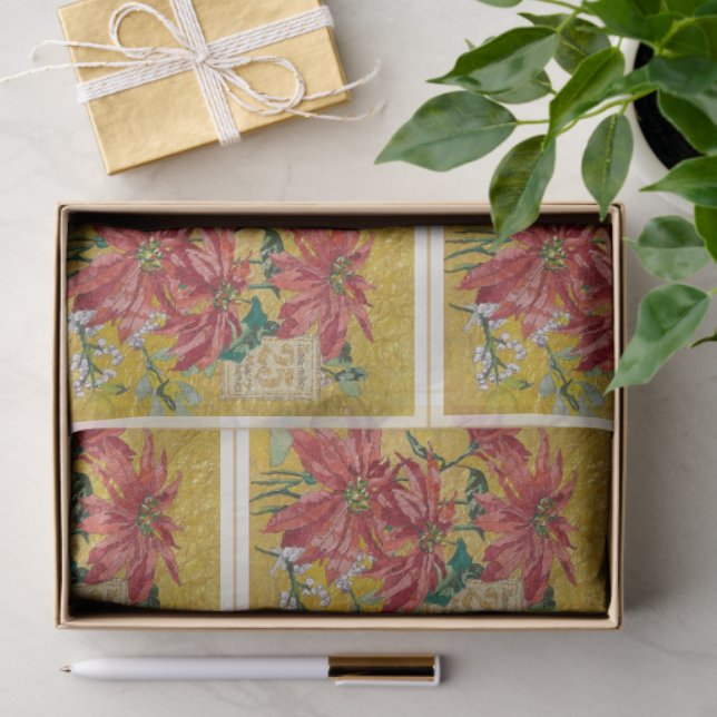 Papier Mousseline Golden Poinsettia | Fine Art Christmas (Cadeau)