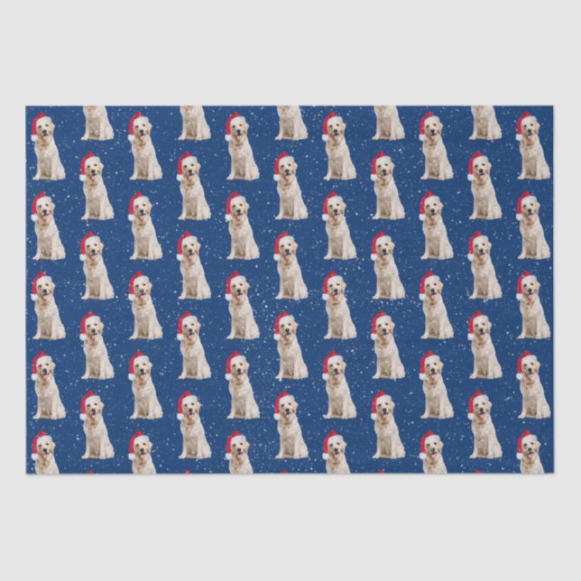 Papier Mousseline Golden Retriever avec Casquette de Noël (Recto)