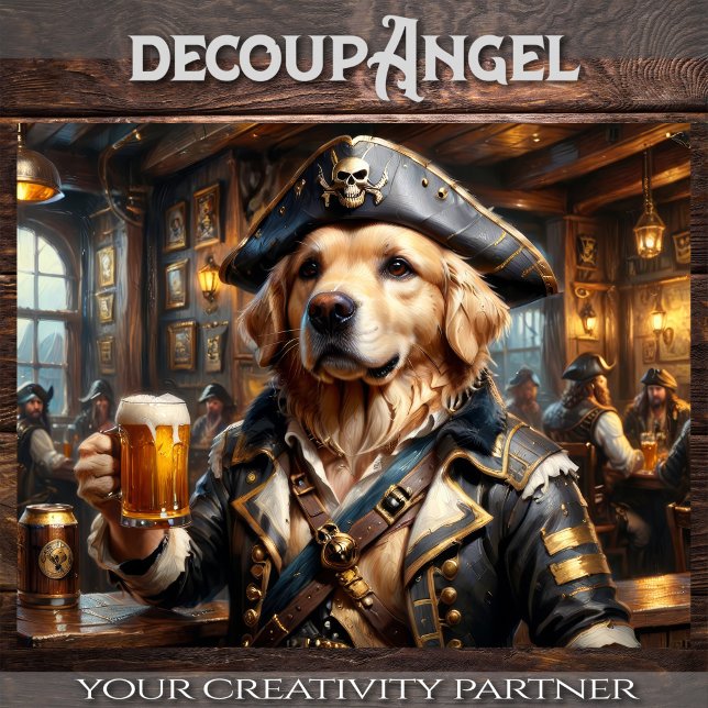 Papier Mousseline Golden Retriever Boinking Beer in Pirate's Den - (Créateur téléchargé)