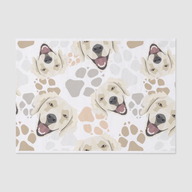 Papier Mousseline Golden retriever de pattes de chien de motif (Recto)