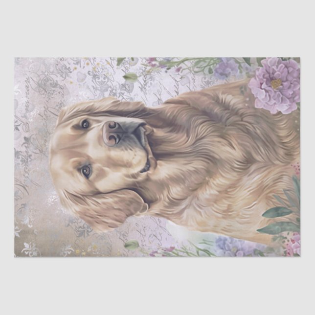 Papier Mousseline Golden Retriever Floral Chien (Recto)