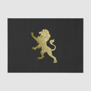 Papier Mousseline Golden Royal Lion sur le nom personnel noir