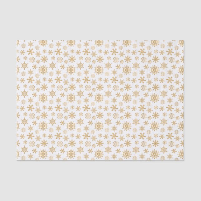 Papier Mousseline Golden Snowflakes Motif Livre blanc Tissu (Recto)