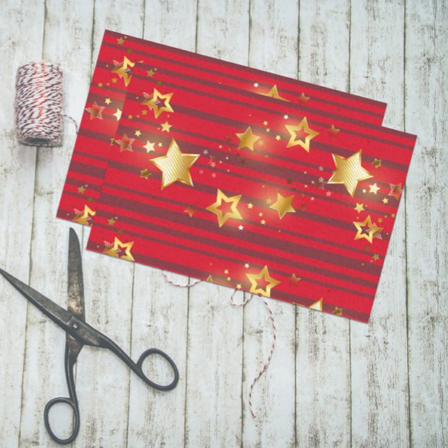 Papier Mousseline Golden Stars and Stripes Joyeux Noël (Créateur téléchargé)