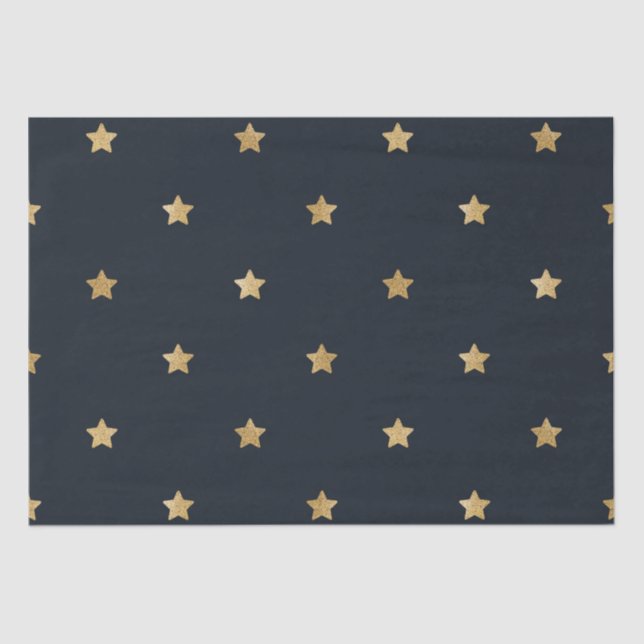 Papier Mousseline Golden Stars on Midnight Black (Recto)