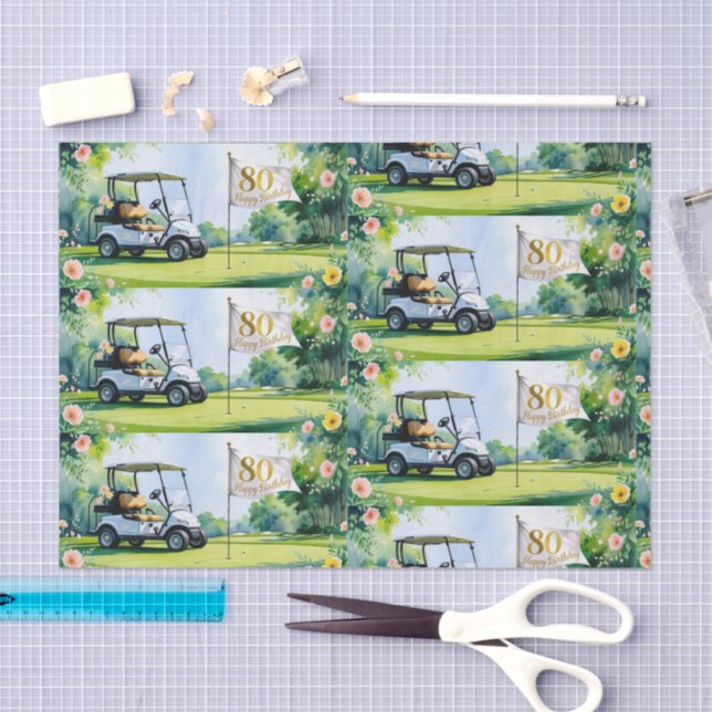 Papier Mousseline Golf 80e anniversaire au golf de golf pour golfeur (Artisanat)