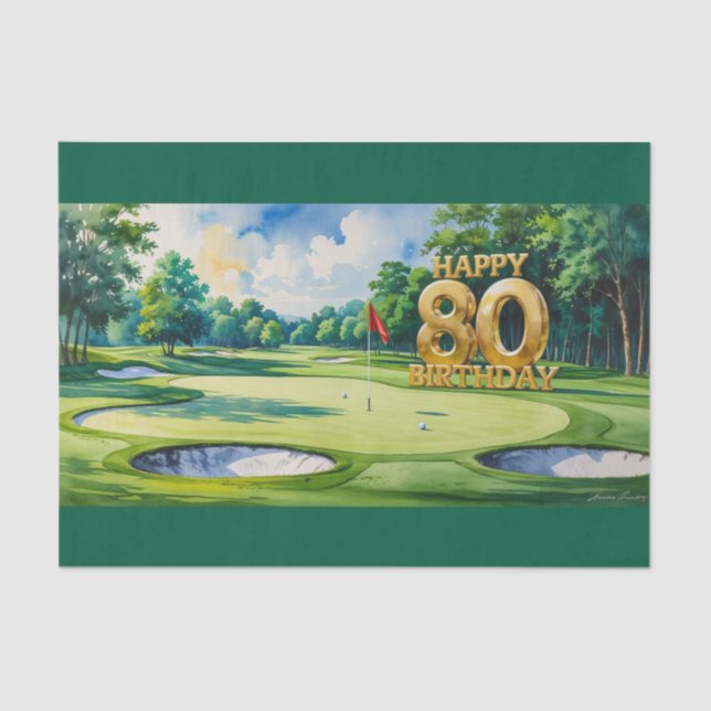 Papier Mousseline Golf 80e anniversaire au golf de golf pour golfeur (Recto)
