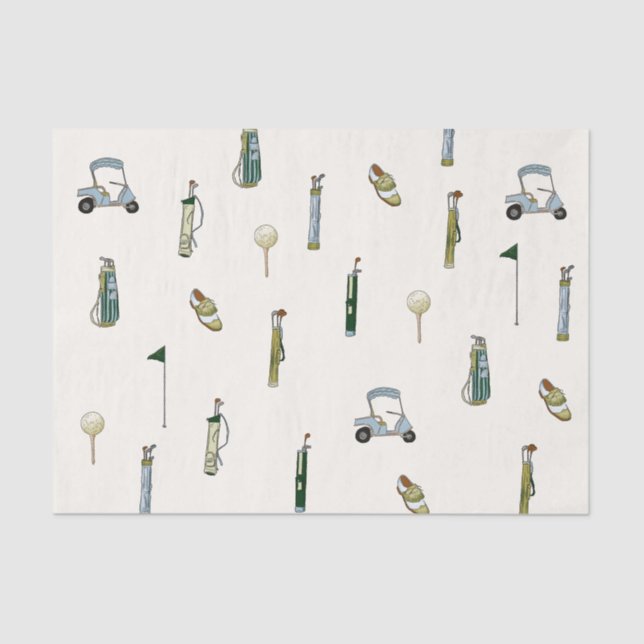 Papier Mousseline Golf Aquarelle bleu et vert (Recto)