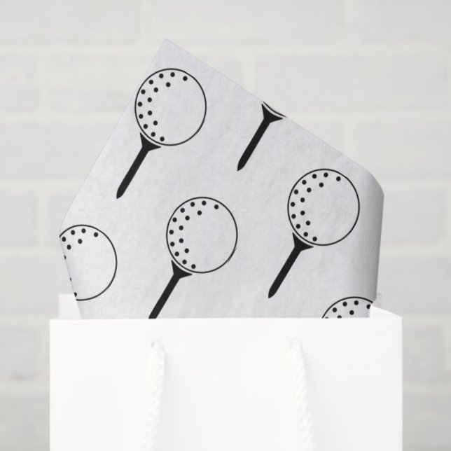 Papier Mousseline Golf Ball Tee Motif Classic Timeless Golf Fun (Sac cadeau)
