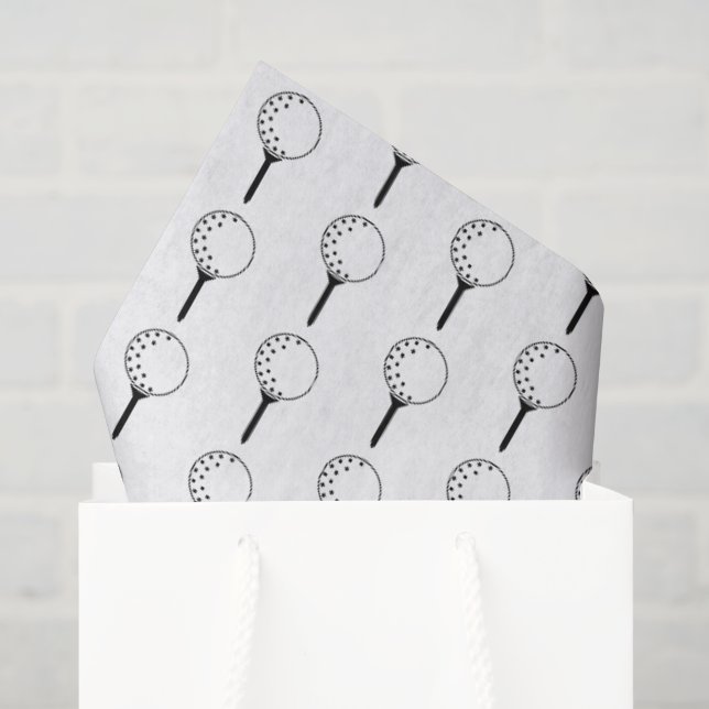 Papier Mousseline Golf Ball Tee Motif Classic Timeless Golf Fun (Sac cadeau)