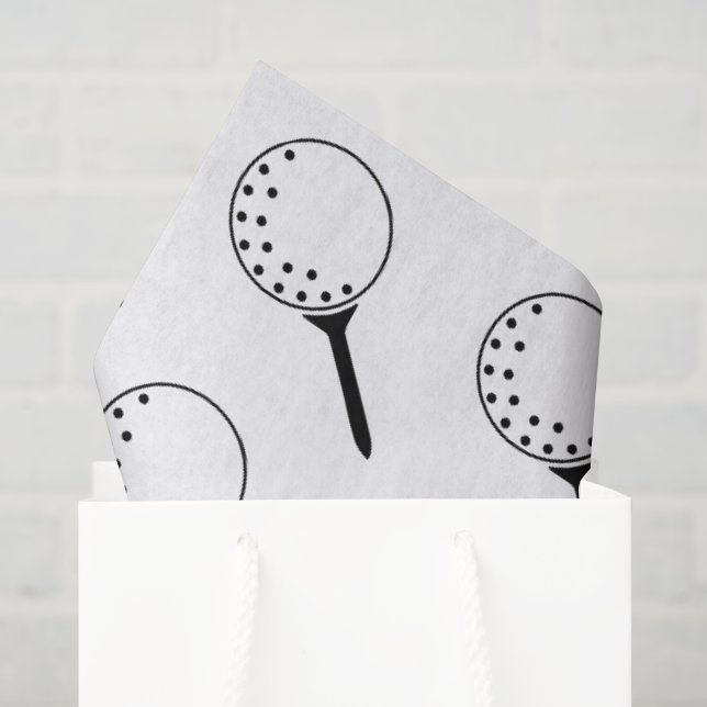 Papier Mousseline Golf Ball Tee Motif Classic Timeless Golf Fun (Sac cadeau)