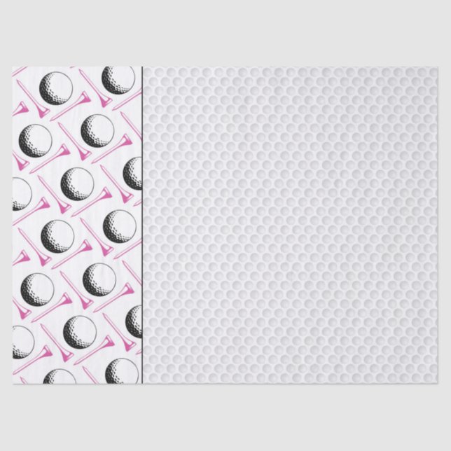 Papier Mousseline Golf boule tee rose blanc plonge classique golfeur (Recto)