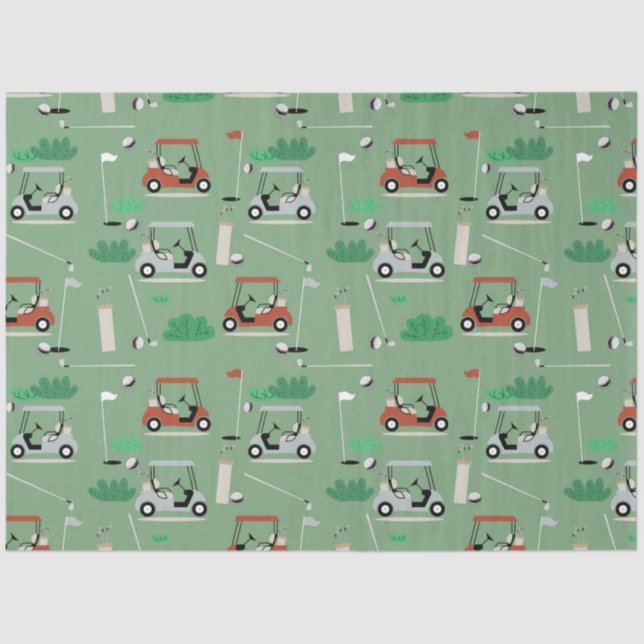 Papier Mousseline Golf Carts Moderne Golfer Golf Thème Motif (Recto)