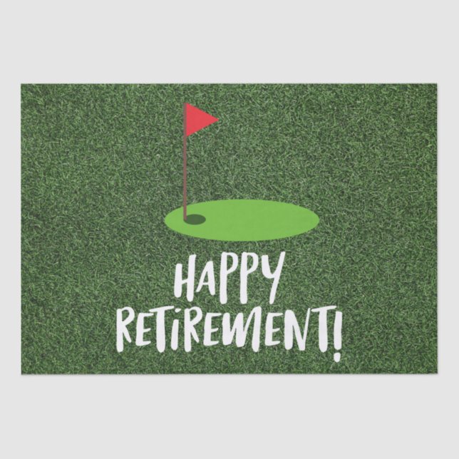 Papier Mousseline Golf Retire Happy Retirement avec drapeau de golf  (Recto)