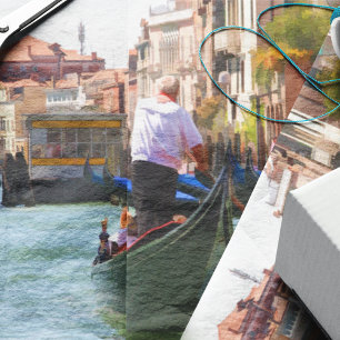Papier Mousseline Gondolier à Venise Italie