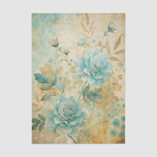 Papier Mousseline Gorgeous Blue Peonies on Distressed Background