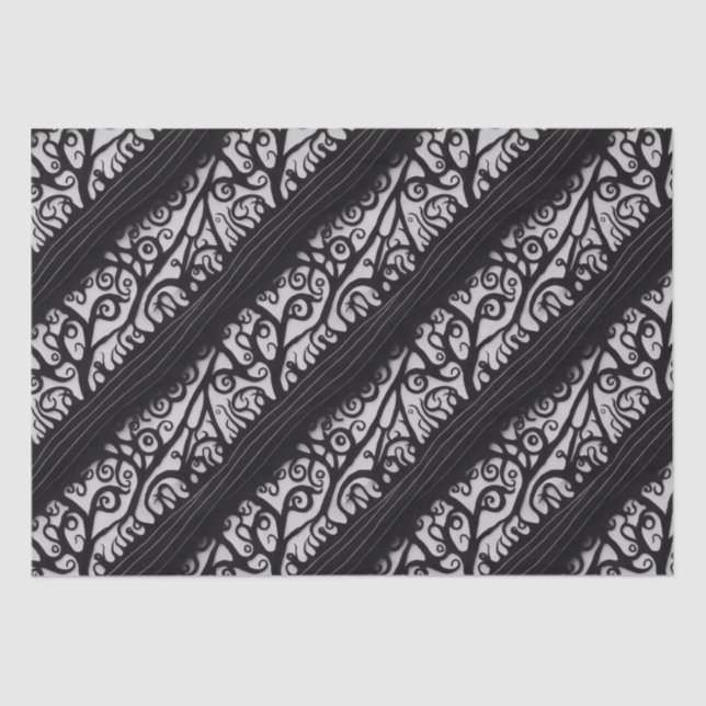 Papier Mousseline Goth Christmas Tissue Paper - noir et blanc (Recto)
