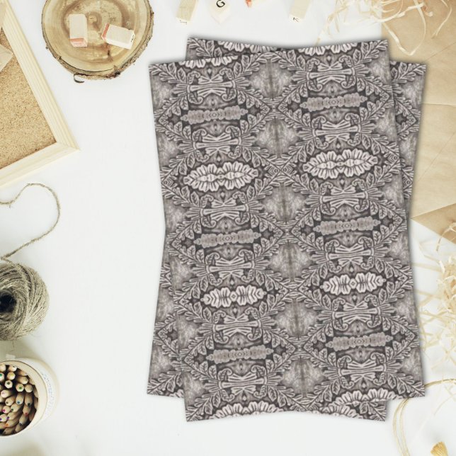 Papier Mousseline goth renaissance orné argent gris gris motif triba (goth renaissance ornate silver grey tribal pattern tissue paper)