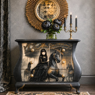 Papier Mousseline Gothic Carousel Girl Tissue Decoupage Paper
