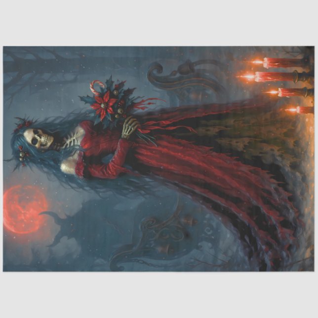 Papier Mousseline Gothic Christmas Bride | Dark Holiday Skeleton Art (Recto)