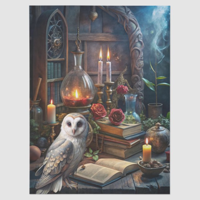 Papier Mousseline Gothic Fantasy Tarot Reader's Room & White Owl (Recto)