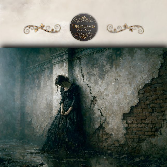 Papier Mousseline Gothic Mourning Woman Wall Decoupage (Gothic Mourning Woman Wall Decoupage Tissue Paper)