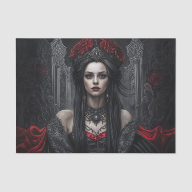 Papier Mousseline Gothic Queen Portrait Decoupage | Dark Vampire (Recto)