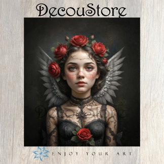 Papier Mousseline Gothic Rose Angel Decoupage