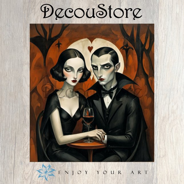 Papier Mousseline Gothic Vampire Couple with Wine Glass Decoupage (Créateur téléchargé)