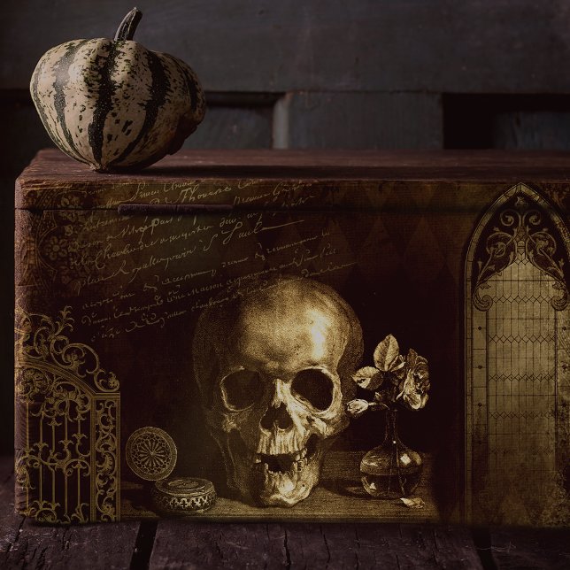 Papier Mousseline Gothique Crâne victorien Halloween Ephémère (Créateur téléchargé)
