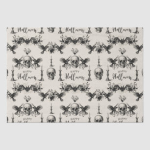 Papier Mousseline Gothique Halloween crâne bougie corbeau corbeau no