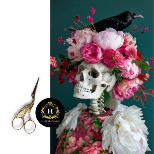 Papier Mousseline Gothique Squelette Floral Rose Corbeau Découpe som