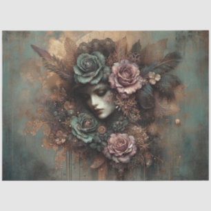 Papier Mousseline Gothique Steampunk Victorien Floral Lady Découpage