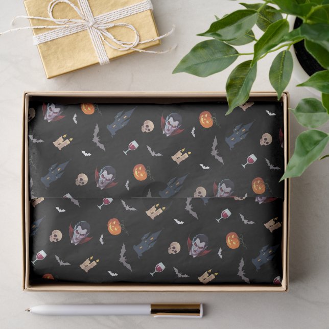 Papier Mousseline 🧛 ‍ ♂️ Gothique Vampire Black Tissue Paper 🎃 (Cadeau)