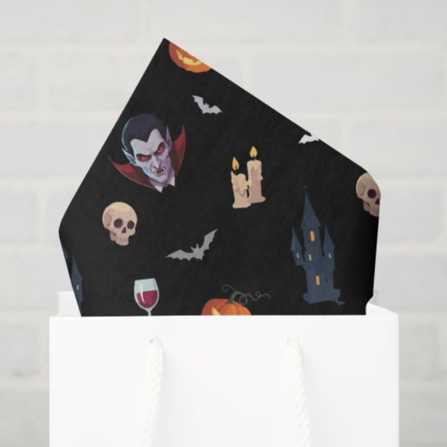 Papier Mousseline 🧛 ‍ ♂️ Gothique Vampire Black Tissue Paper 🎃 (Sac cadeau)