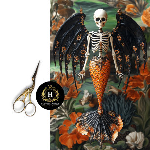 Papier Mousseline Gothique Vampire Skeleton Mermaid Skull Decoupage