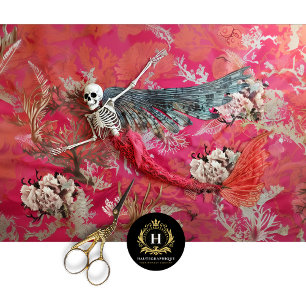 Papier Mousseline Gothique Vampire Skeleton Mermaid Skull Decoupage