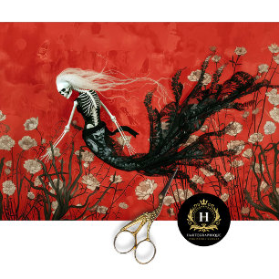 Papier Mousseline Gothique Vampire Skeleton Mermaid Skull Decoupage