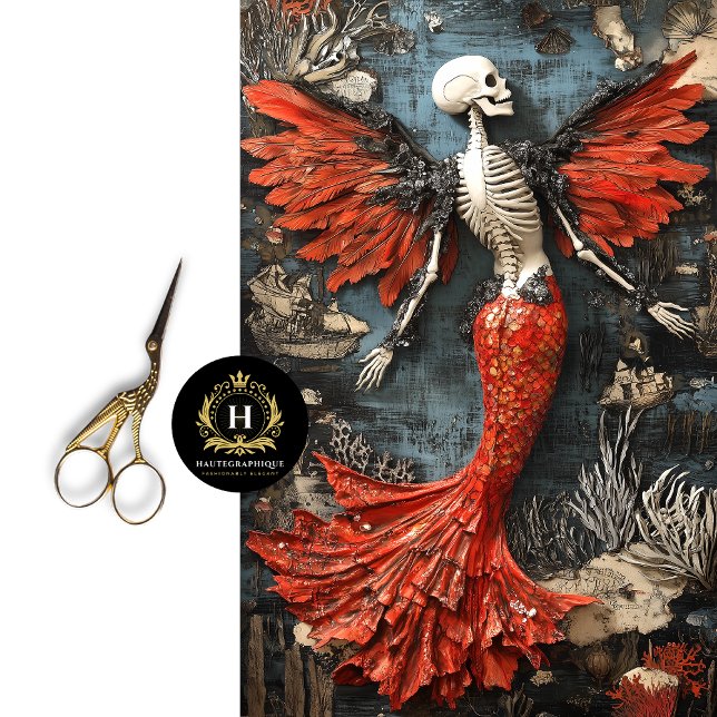 Papier Mousseline Gothique Vampire Skeleton Mermaid Skull Decoupage (Créateur téléchargé)