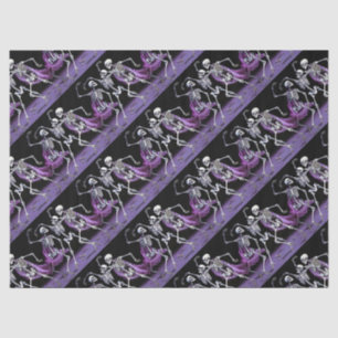 Papier Mousseline Gothique Violet Dansant Skeletons Motif Mariage