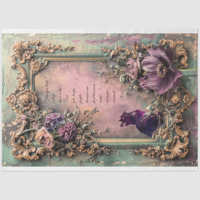 Papier Mousseline Goûté, Chic Shabby & Floral, Cat Citation Word Art (Recto)