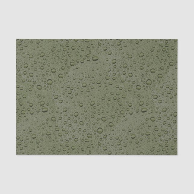 Papier Mousseline gouttelettes d'eau verte d'olive (Recto)
