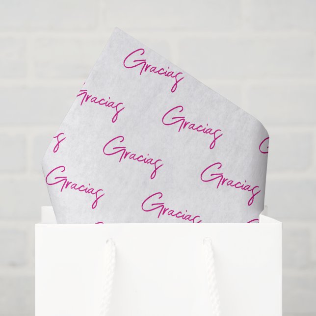 Papier Mousseline Gracias minima rose chaud script Custom Business (Sac cadeau)
