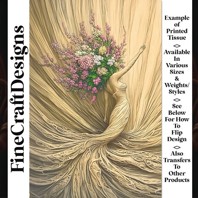 Papier Mousseline Gracity Golden Woman Floral Crown W2 Découpage (Créateur téléchargé)