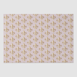 Papier Mousseline Gradient d'or ciselé Heraldique Fleur de lis Blush